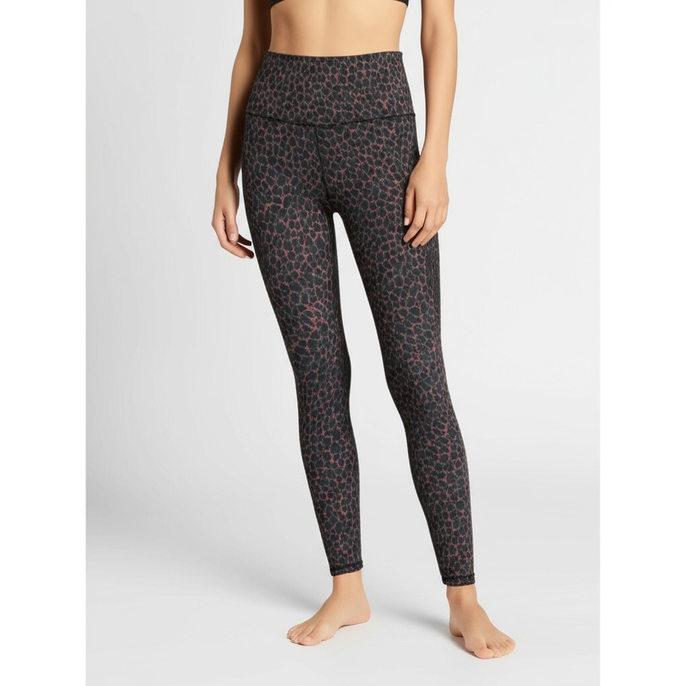 MTA Sports Black Gray Leopard Print Womens High-Waisted Pockets Leggings Medium‎
